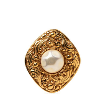 Chanel Brooch Metal Faux Pearl Plated