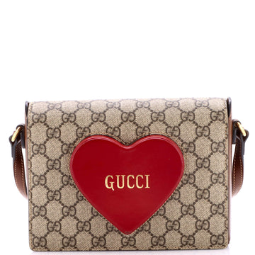 Gucci Logo Heart Crossbody Bag Gg Coated