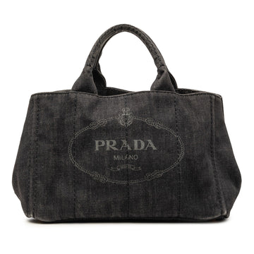 Prada Denim Canapa Logo Satchel Pre-