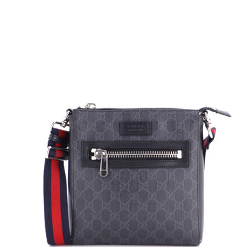Gucci Web Strap Front Zip Messenger Bag