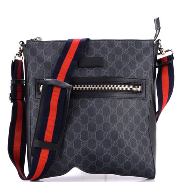 Gucci Web Strap Front Zip Messenger Bag