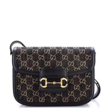Gucci Horsebit Shoulder Bag Gg Denim