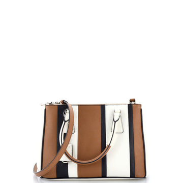 Prada Double Zip Lux Tote Striped