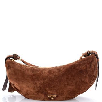 Prada Demi-Lune Shoulder Bag Suede Large