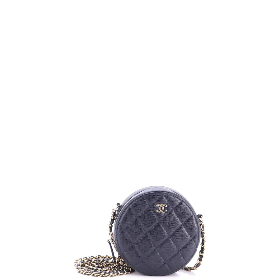 Chanel Round Clutch With Chain Quilted