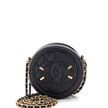 Chanel Filigree Round Clutch With Chain