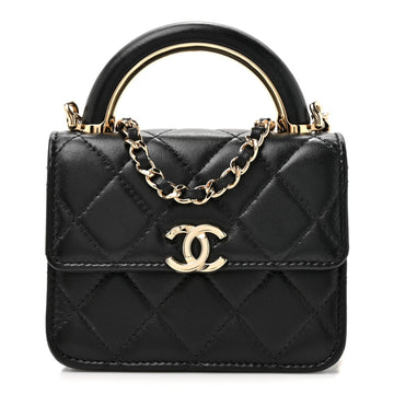 Chanel Lambskin Quilted Top Handle Flap