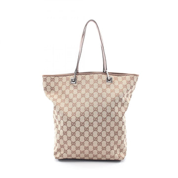 Gucci Gg Canvas Tote Bag Leather Beige