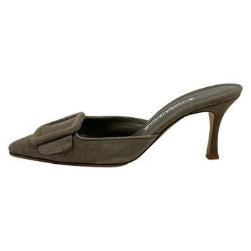 Manolo Blahnik Gray Beige Suede Women's
