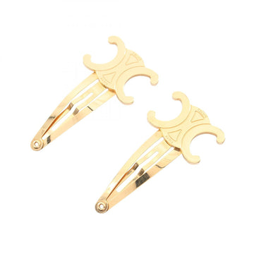 Celine Triomphe Hairpin Hair Clips Gold