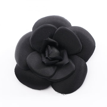 Chanel Camelia Brooch Fabric Black