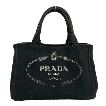 Prada Canapa Black Cream Jacquard Tote