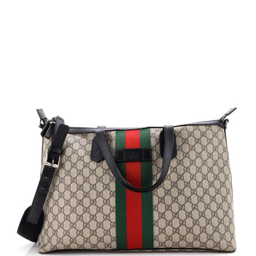 Gucci Web Duffle Bag Gg Coated Canvas