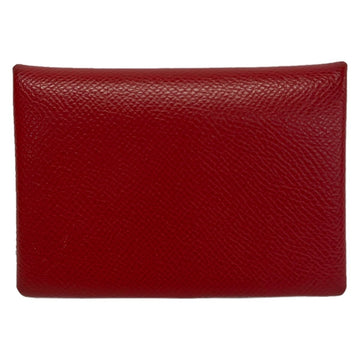 Hermes Calvi Duo Red Veau Epsom U Coin