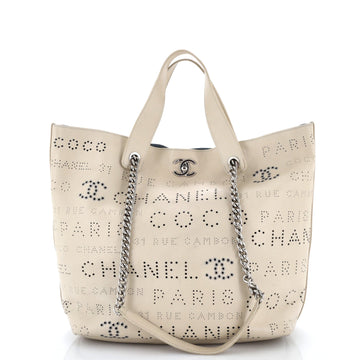 Chanel Logo Eyelets Shopping Tote