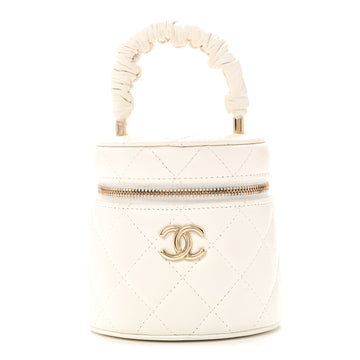 Chanel Lambskin Quilted Ruched Handle