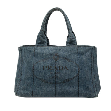 Prada Denim Canapa Logo Satchel Pre-