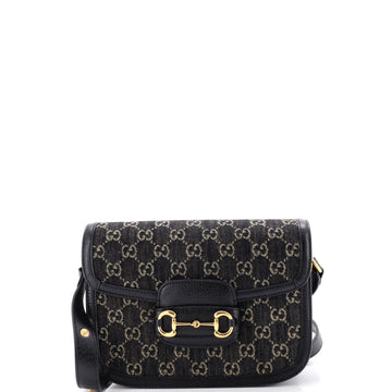 Gucci Horsebit Shoulder Bag Gg Denim