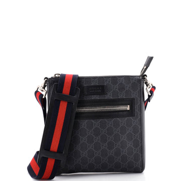 Gucci Web Strap Front Zip Messenger Bag