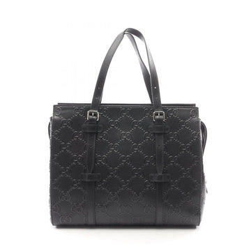 Gucci Gg Emboss Tote Bag Leather Black