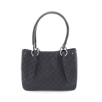 Gucci Gg Canvas Handbag Leather Black