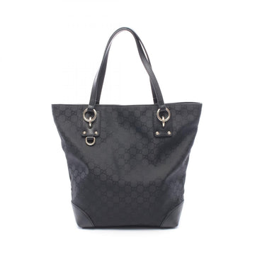 Gucci Gg Canvas Tote Bag Leather Black