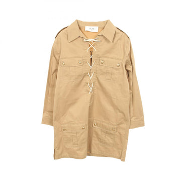 Celine Safari Mini Dress Cotton Beige