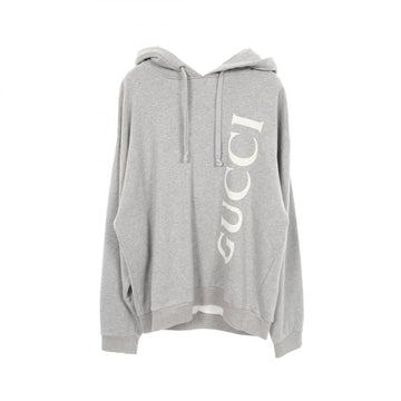 Gucci Logo Print Hoodie Cotton Gray #L