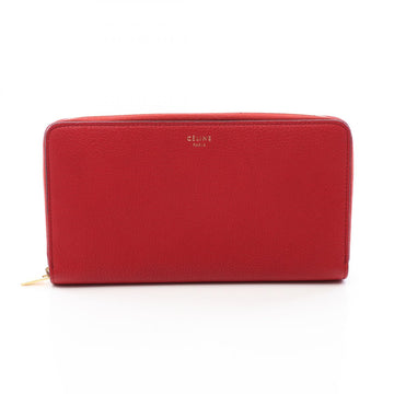 Celine Around Long Wallet Leather Red
