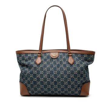 Gucci Medium Gg Denim Ophidia Tote Pre-