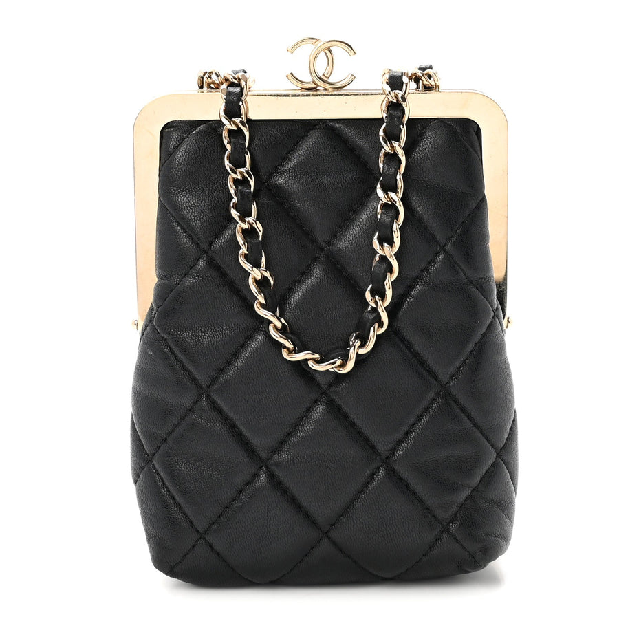Chanel Lambskin Plexi Quilted Cc Evening