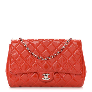 Chanel Patent Quilted Clutch With Chain