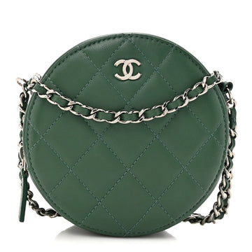 Chanel Lambskin Quilted Round Clutch