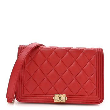 Chanel Lambskin Quilted Boy Wallet On