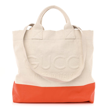 Gucci Canvas Logo Embossed Black Tote