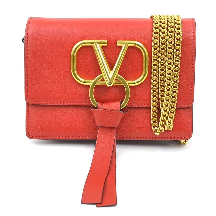 Valentino Garavani Chain Wallet Red