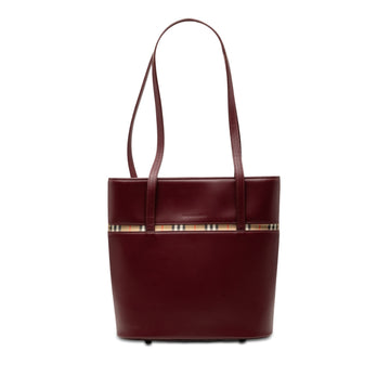 Burberry House Check Trimmed Leather