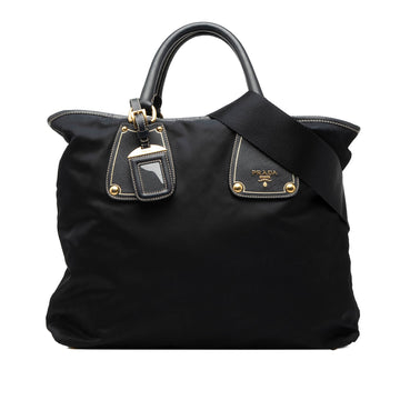 Prada Saffiano Trimmed Tessuto Satchel