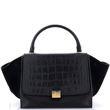 Celine Trapeze Bag Crocodile Embossed