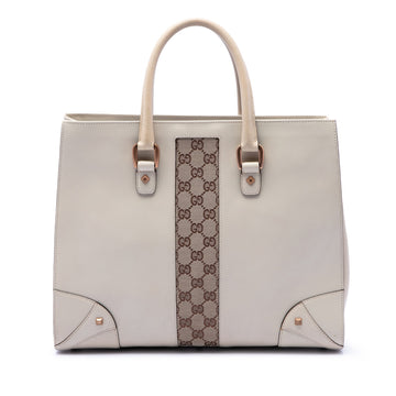 Gucci Calfskin And Gg Canvas Nailhead