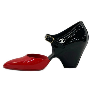 Chanel Black Red Patent Leather Women's