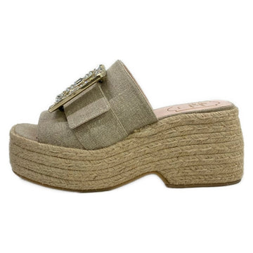 Roger Vivier Gray Beige Hemp Women's