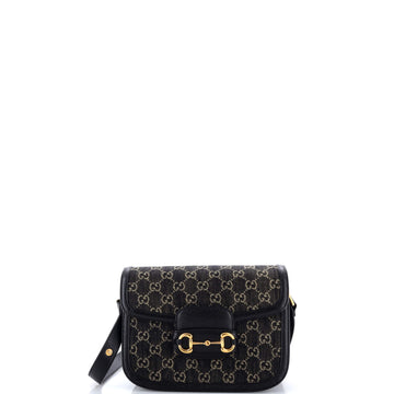 Gucci Horsebit Shoulder Bag Gg Denim