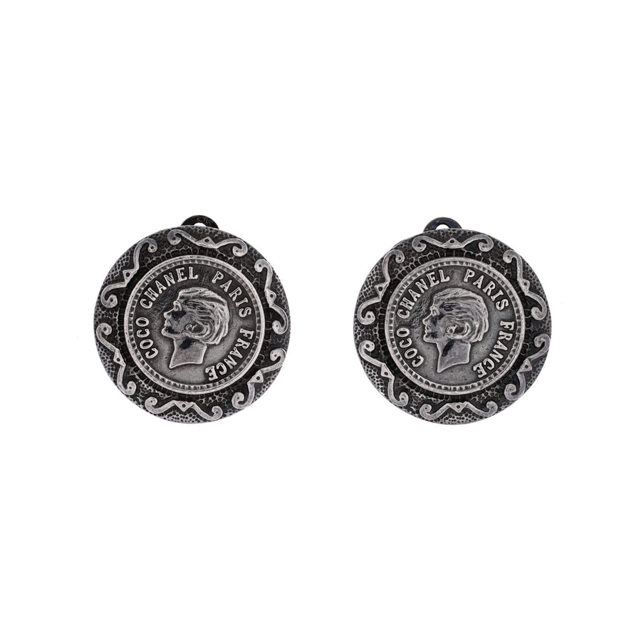 Chanel Vintage Coco Figure Round Clip-On