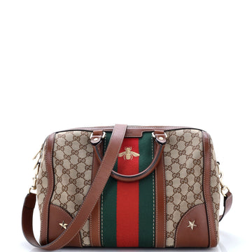 Gucci Vintage Bee Web Boston Bag Gg