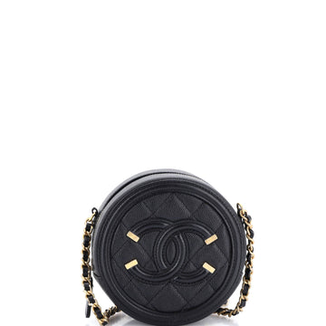 Chanel Filigree Round Clutch With Chain