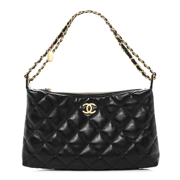 Chanel Shiny Lambskin Quilted Cc Hobo