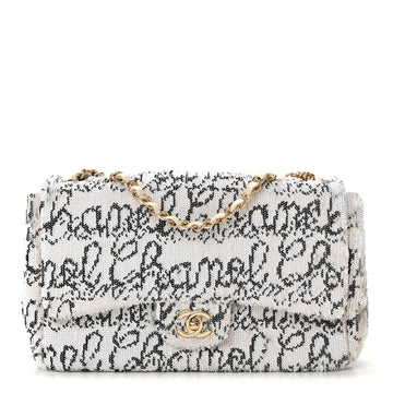 Chanel Sequin Logo Medium Flap White