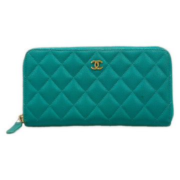 Chanel Matelasse Green Calfskin Long