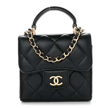 Chanel Lambskin Quilted Top Handle Flap